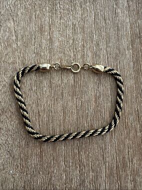 Gold and Black Rope Chain Bracelet